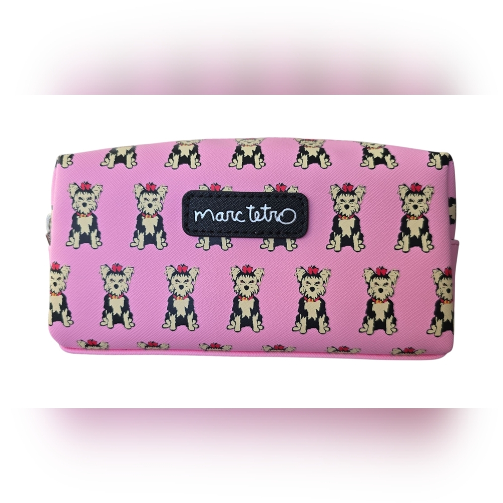 Marc Tetro Yorkie pink cosmetic bag EUC
